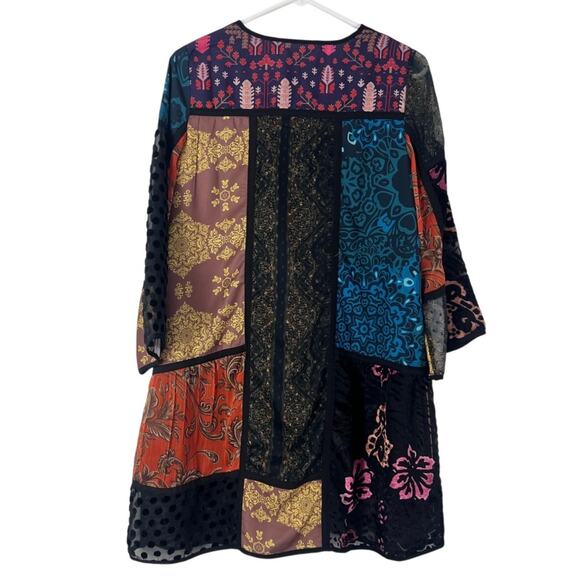 Soft Surroundings Adassa Burnout Velvet Tunic Mini Dress Patchwork Sequin Boho - Picture 7 of 7